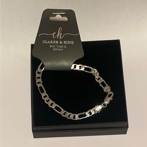 New 8” 925 Sterling Silver Figaro Bracelet